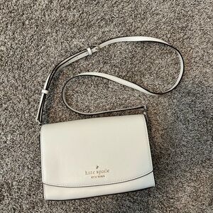 kate spade Cream Leather Crossbody with Gold Logo